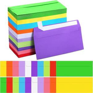 500 Pcs #10 Colored Envelopes Letter Size Business Envelopes Neon Adhesive Standard for Office Check Invoices Letters Letterhead Invitations Announcements 4-1/8 x 9-1/2''(Bright)