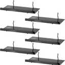6 Pcs Pegboard Shelves -Medium Shelf for Garage, Sturdy Iron Accessories Flat Display Shelves for Pegboard for Storing or Displaying - Versatile Wall Organizer for Workbench, Craft Room, Black
