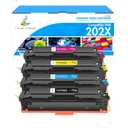 TRUE IMAGE Compatible Toner Cartridge Replacement for HP 202X CF500X CF500A 202A Color Laserjet Pro MFP M281fdw M281cdw M254dw M281fdn 281fdw M254 M281 Toner Printer (Black Cyan Yellow Magenta 4 Pack)