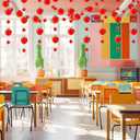 6 Pieces 3D Pencil Apple Banner for Back to School Decorations Pre-Strung First Day of School Hanging Garland Banner for Classroom Teacher Welcome Party Photo Props(Red,Apple)