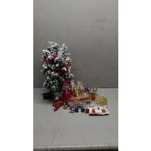 2FT Mini Christmas Tree, Artificial Tabletop Christmas Trees with 60 LED Lights, Prelit Small Christmas Tree, 100 Branch Tips, 80 Ornaments, Indoor Christmas Table Decor for Home Party