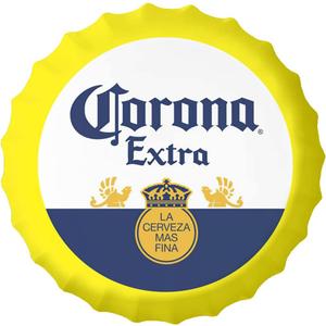 UZIOR Corona Decorative Vintage Metal Bottle Caps Tin Signs Cafe Beer Bar Bedroom Decoration Plat 13.8" Inches Wall Art Plaque Home Decor(Yellow Border)