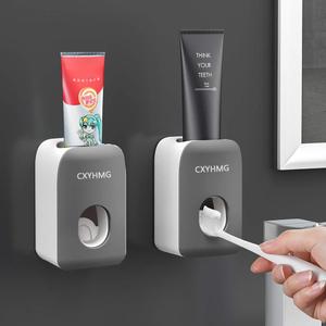 Toothpaste Dispenser, 2 PCS Automatic Toothpaste Squeezer Dispenser for Kids & Family Shower, is Wall Mount Bathroom Accessories with Super Sticky Suction Pad. (2 Dark Black)