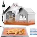 Sturdy Heated Cat House for Winter, Waterproof Insulated Outdoor Cat House with Heating Pad,Weatherproof Warm Feral Cats Shelter for Multiple Cats,Suitable for All Seasons(28"D x 17"W x 18"H) (Large, Gray)