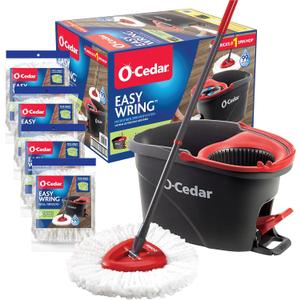 O-Cedar Easywring Microfiber Spin Mop & Bucket Floor Cleaning System with 4 Extra Refills