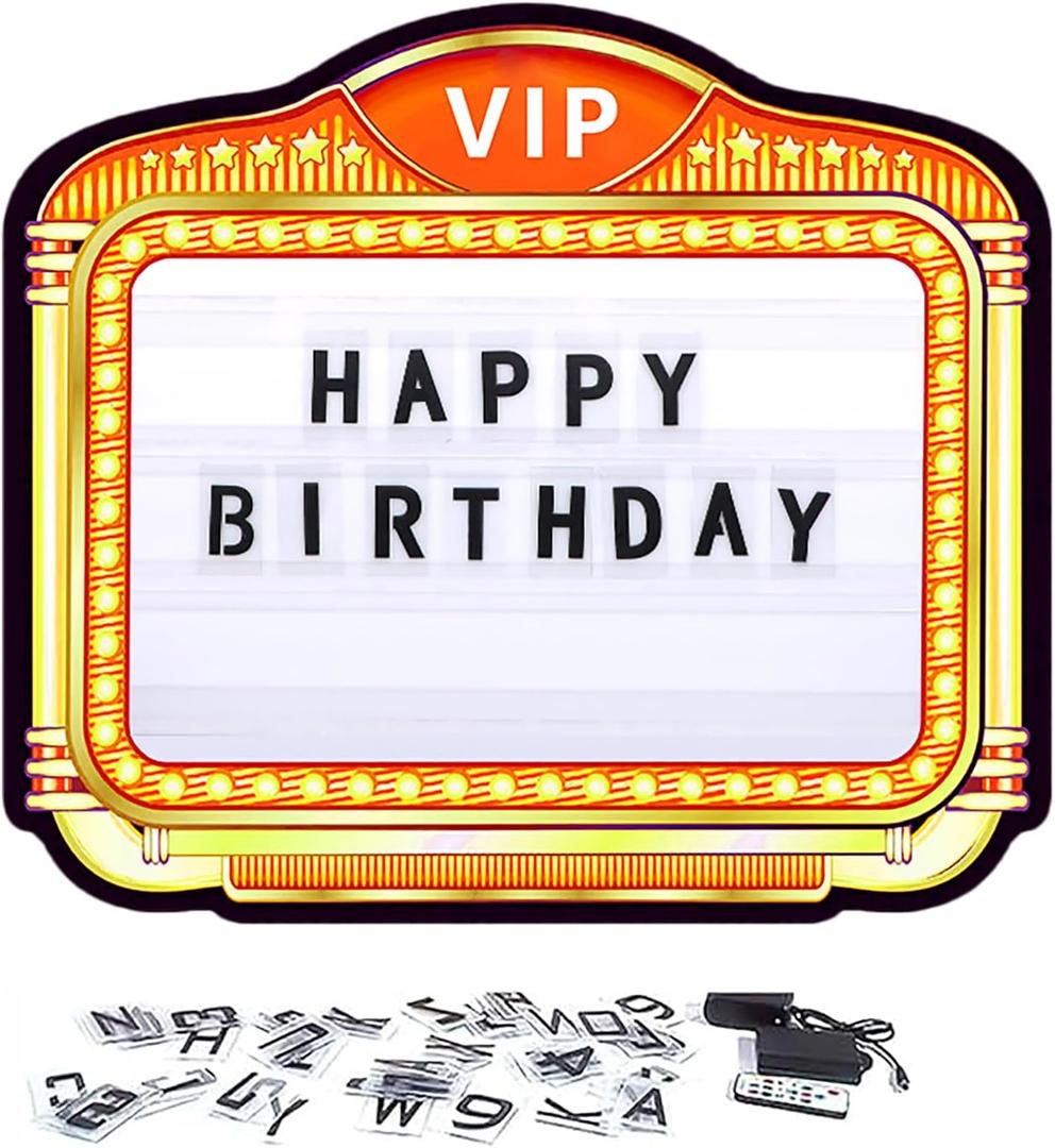 VIP LED Letter Bottle Presenter,Handheld VIP Bottle Service Sign,Color Display Lights with 4 Sets Letters & 2 Numbers Kit for Nightclub, Bar, Party, Birthday (Gold)