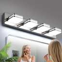 360 Rotate LED Bathroom Vanity Light Fixtures, 1600LM Acrylic Chrome Vanity Lights for Bathroom, Modern Wall Lighting Fixtures Over Mirror Kitchen Living Room Hallway (Natural White Light 5000K)
