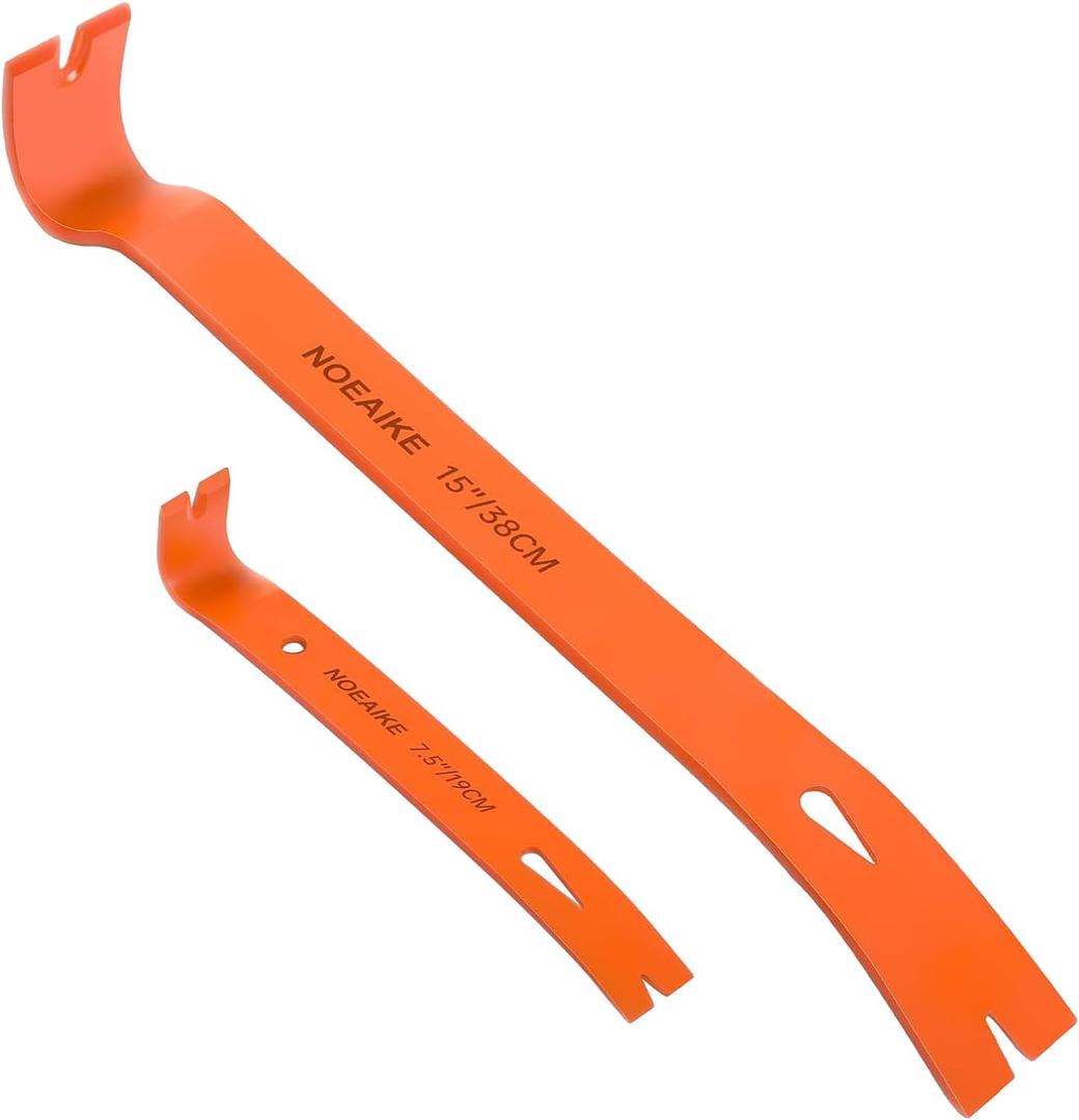NOEAIKE 2-Pack Flat Pry Bar Set 7.5"/ 15" Crowbar with Nail Puller, Utility Heavy Duty Claw Bar, Mini Pry Bar High-Carbon Steel Crow Bar Tool for Home Improvement & Woodworking