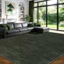 9x12 Washable Area Rug, Dark Green Solid Area Rugs for Living Room&Bedroom