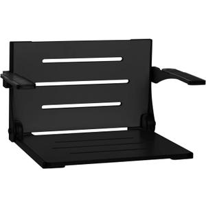 Seachrome Silhouette Comfort Folding Wall Mount Shower Bench Seat with Arms, Black Seat with Matte Black Frame
