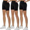2Pack High Waisted Biker Shorts for Women – 3"/ 5"/ 8" Black Workout Yoga Compression Novelty Shorts for Running Size S/M, Black 