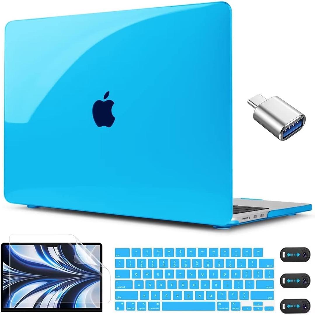 CISSOOK Compatible with MacBook Air 13.6 inch Case 2022 2024 2025 2026 Release Model A2681 A3113 A3240 A3449, Laptop Hard Shell Case with Keyboard Cover for Mac Air 13.6 M2 M3 M4 M5, Sky Blue