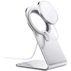 Stand for MagSafe Charger, CreaDream Aluminum Stand Holder for iPhone 16 15 14 13 12 Series, Magsafe Accessories Compatible with iPhone 16 15 14 13 12 Plus, Pro, Pro Max [MagSafe Charger Not Included] (Silver)