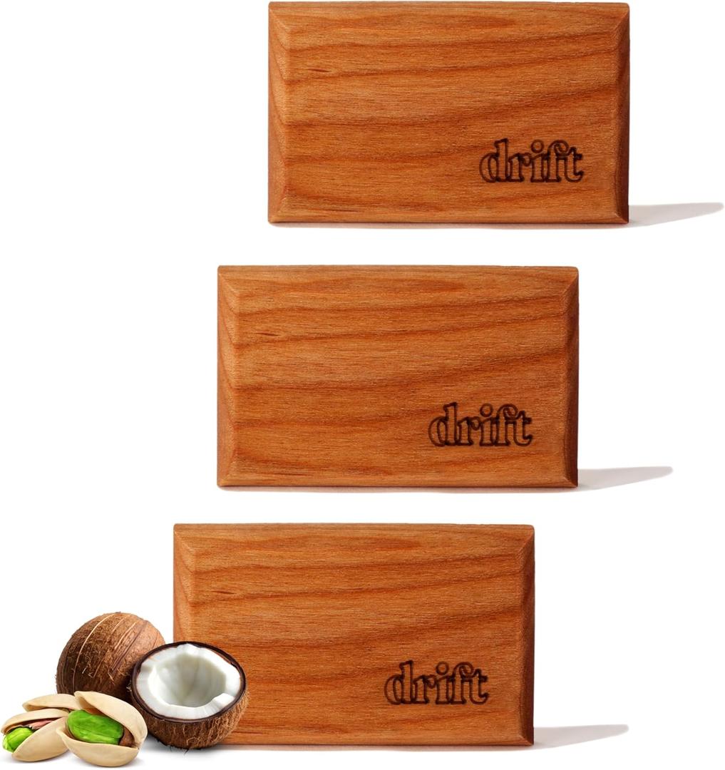 Drift Car Air Freshener - The Original Wood Air Freshener - Car Odor Eliminator - Long Lasting Scent - Metal Clip - Clean Ingredients - Coconut & Pistachio Scent 3 Pack Refill - NO CLIP INCLUDED