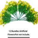 12 Bundles of Yellow Outdoor Fake Flowers, UV-Resistant Silk Fake Flowers, Perfect for Garden/Porch/Patio/Window planters, Everlasting Beauty Year-Round Without Fading
