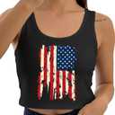 NEWKA USA Crop Tops for Women American Flag Tank Top Patriotic 4th of July Sleeveless Shirt, L