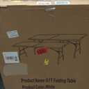 Set of 2 Folding Tables with Carrying Handle Lightweight Rectangular Portable Plastic Camping Table Steel Legs for Party, Dining, Wedding, Events, Picnic Indoor, Outdoor (6FT, White)