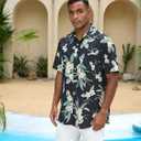 GSOU SNOW Mens Hawaiian Shirt Quick Dry Short Sleeve Tropiacl Floral Button Down Shirts for Beach Summer Vacation (XL)