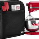 HOMEST Stand Mixer Quilted Dust Cover with Pockets Compatible with KitchenAid 6/7/8 Quart Bowl Lift, Black(Patent Design)