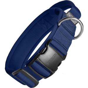 OneTigris Tough Dog Collars, Tactical Dog Collar with Handle, Milltary Adjustable Dog Collar with Heavy Duty Metal Buckle for Training (Large,Blue)