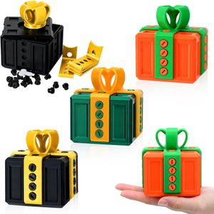 Leinuosen 3 Pack Annoying Nesting Gift Box with Screws, 3D Funny Prank Gift Box, Novelty Hilarious Money Card Container for Christmas Birthday Wrapping (Orange Green,Green Gold,Black Gold)