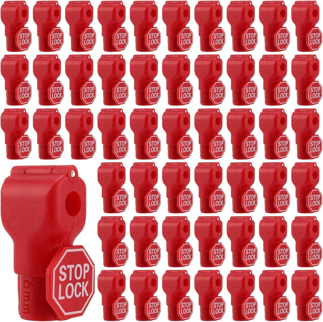 FUNSUEI 150 PCS 6mm Peg Hook Locks, Red Anti Sweep Theft Stop Lock, Retail Shop Anti Theft Lock Stop Locks Pegboard Display Hook Lock for Malls, Retail Goods, Garage Tools, Phone Accessories