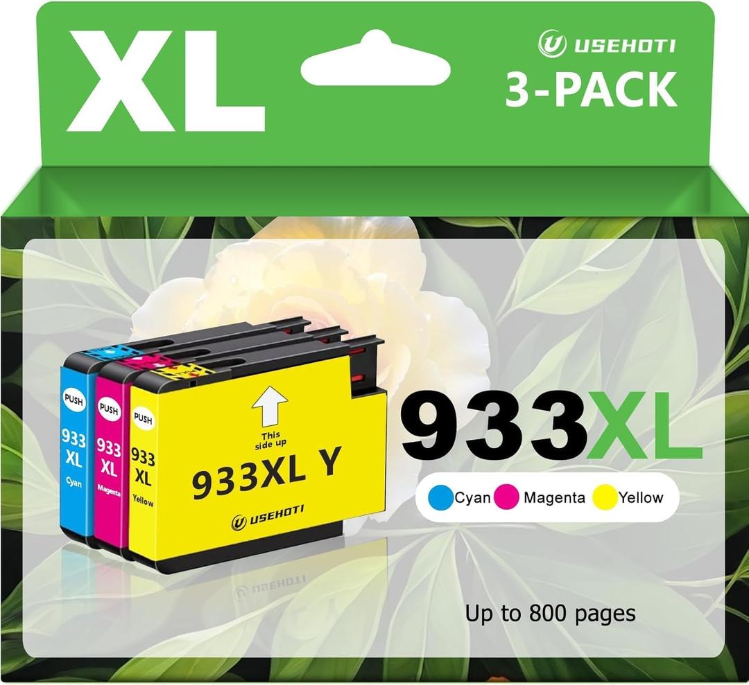 933XL Ink Cartridges Combo Pack Replacement for HP 933 Ink, High Yield for HP OfficeJet 6600 6700 6100 7110 7610 7612 7510 Printers (Cyan, Magenta, Yellow, 3-Pack)