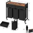 Laundry Sorter 3 Section, 120 L Laundry Hamper with 2 Drawers & 2-tone Top Panel, Rolling Laundry Basket Organizer with Pull-Out Removable Oxford Fabric Bags for Laundry Room Organization UNZYL006BVV3