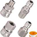 1/4 inch Pressure Washer Quick Connect Fittings, Stainless Steel Power Washer Quick Connect Accessories, Pressure Washer Hose Adapter Fittings for Water Pump, Sprayer,Wand, 5000 PSI