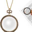 YYHSND 10X Magnifying Glass Necklace Magnifier Necklace Pendant Optical Magnifier with Chain Necklace for Library, Reading, Zooming and Jewelry (Color : Gold)