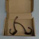 Txinmin 2 Pack Traditional Coat Hooks Antique Brass Heavy Duty Metal Decorative Dual Coat Hook, Black Bronze Tone