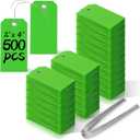 500 Pieces Plastic Shipping Tags with Wire Waterproof Hang Tags Heavy Duty Labeling Tags with String Wires Tags Labels Labeling Tags Stacking Tags for Equipment Car Parts (Green, 2x4)