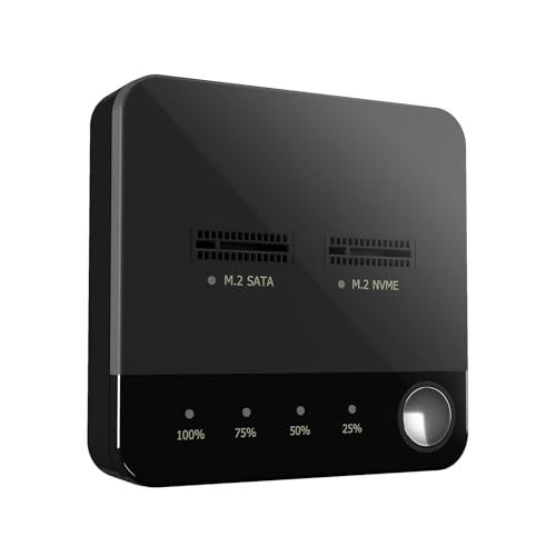 Docooler M.2 NVME/SATA Duplicator M.2 NVME/SATA SSD Cloner Dual-Bay Offline Clone Tool-Free M.2 SSD Enclosure M.2 USB C Adapter Write/Read with PC Plug and Play