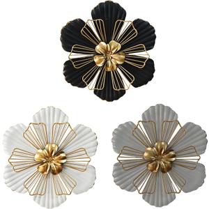 3 x 8 Inch Large Metal Flower Wall Art Multiple Layer Home Decor for Outdoor Bedroom Living Room Office Garden Set of 3