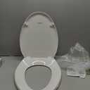 Toilet Seat Elongated, Slow Close Hinges, Four Non-Slip Bumpers, Easy to Install and Clean, Durable Plastic, White Two Sets of Mounting Parts Included