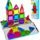 Magnetic Tiles Mini Travel Toddler Set, Magnetic Blocks Building Kids Toys & Games, Montessori Preschool Classroom Must Haves Educational Learning Sensory Toys for 3+ Year Old Boys Girls Birthday Gift (Color-5)