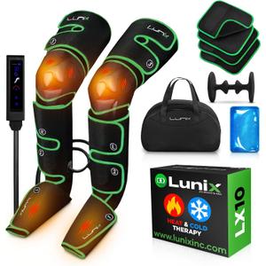 Lunix LX10 Full Leg Massager with Heat & Cold Therapy – Cordless Compression Boots for Circulation, Pain Relief & Recovery – Adjustable Fit with Extra Straps, Touchscreen Remote, Travel Bag
