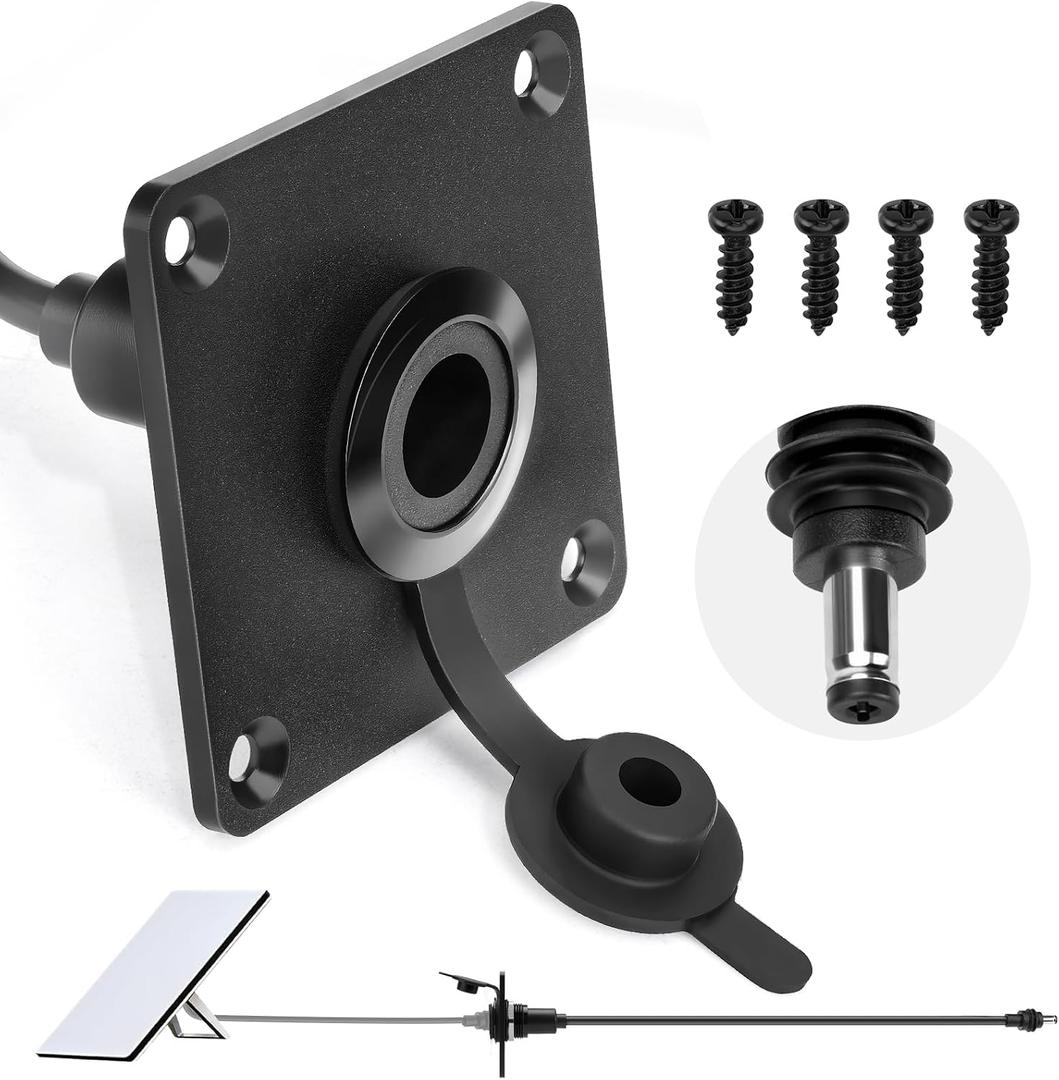 RV Waterproof Wall Socket Passthrough for Starlink Mini，Aluminum Panel Mount DC 5.5x2.1mm Female Socket for RV, Campervan, Caravan, Motorhome, Van, Boat & Battery Box