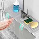 17.7'' Faucet Mat for Kitchen Sink [5Slope Fast Self-draining] Kitchen Sink Splash Guard Silicone Sink Faucet Mat Splash Guard Kitchen Sink Area Tidy Splash Faucet Guard Draining Mat-Light Gray