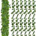 Zeyune 12 Pcs Artificial Monstera Leaf Vines 5.9 ft Fake Hanging Plant Ivy Tropical Palm Leaves Greenery Garland Monstera Faux Vine for Wedding Party Outdoor Decor Garden Porch Jungle Hawaiian Beach