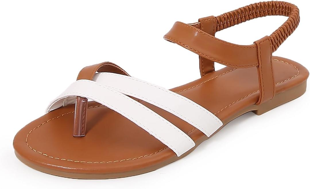 zeetoo Women Sandals Summer Comfortable Sandals Flat Casual Strappy Sandals Beach Walking Thong Sandals for Women Dressy