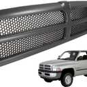 Front Grille Assembly Compatible With Dodge Ram 1500 Grill 1994-2002 / Ram 2500 3500 1994-2001 With Black Frame Shell With Black Honeycomb Mesh Insert (Except Sport Package)