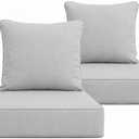 Outdoor Deep Seat Cushions Set of 2, 24 x 24 x 6 Inches Olefin Fabric Waterproof & Fade Resistant, Patio Furniture Replacement Cushions for Couch, Chair, and Sofa, Grey