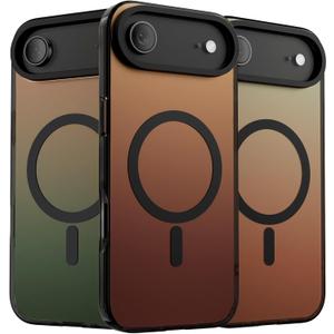 ORNARTO Compatible with iPhone Air Case 6.5", Electroplated Iridescent Gradient Cover, Compatible with MagSafe, Slim Rainbow Phone Case for iPhone 17 Air 2025  Midnight Black