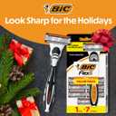 BIC Flex 5 Refillable Men's 5 Blade Razors, Long-Lasting and Comfortable Shave, 1 Handle and 7 Cartridges-Pack (Black)