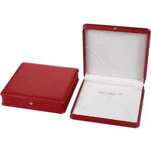 Wedding Jewelry Set Premium Leather Box Necklace Earring Ring Display Case Storage Holder (Big Red)