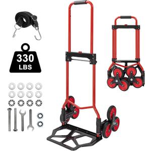 Stair Climber Hand Truck for High Steps Over 8", 9.84" Wheels, 180LB