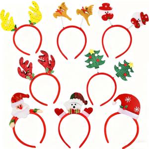 LUKBERA 8 PCS Christmas Headbands, Christmas Head Toppers Xmas Headwears for Women Men Christmas Costume Accessories Holiday Party Favors