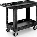 YITAHOME Utility Cart on Wheels, Plastic Tool Cart 550 lbs Capacity Service Cart, 40 x 17 Inch 2 Shelf Extra Heavy Duty Rolling Work Carts for Warehouse, Garage, School & Office, Cleaning, Black