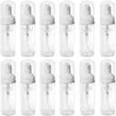 12 Pcs Empty Bottle Travel Soap Bottle | Plastic Foam Dispenser Bottle | Mini Foaming Soap Pump Dispenser for Cleaning, Travel, Cosmetics Packaging (2 oz) (Clear)